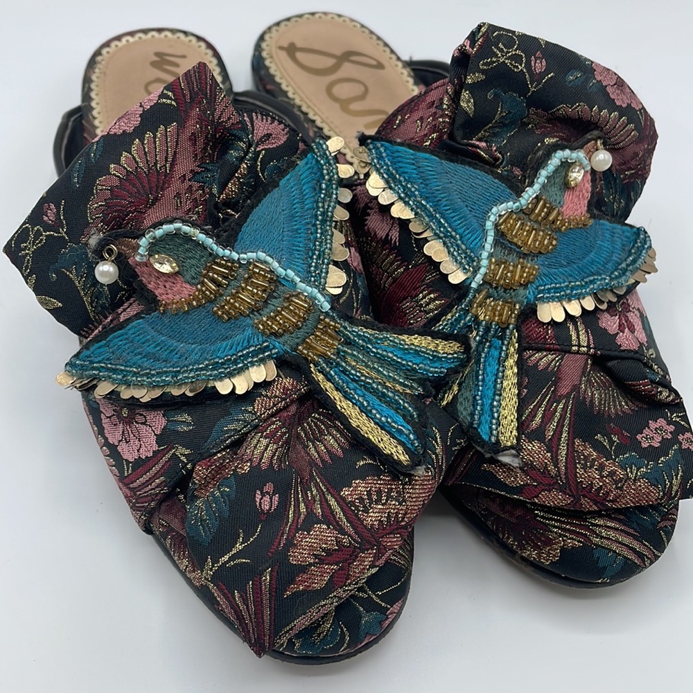 Sam Edelman Whimsical Beaded Bird Slip On Flats - Picture 5 of 9